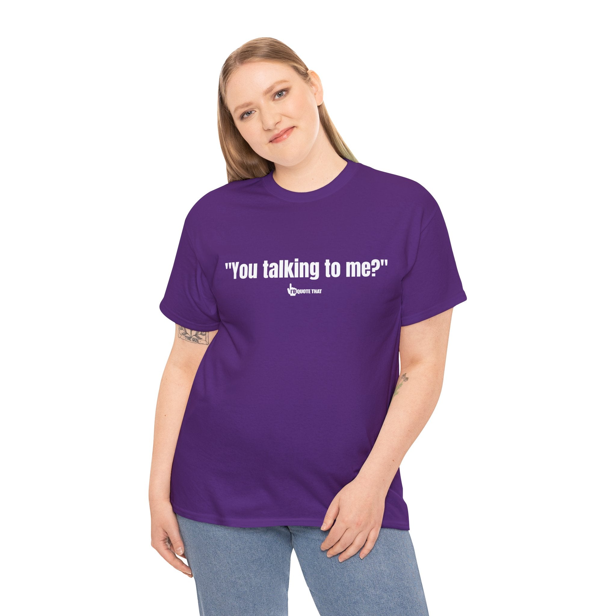 "You Talking to Me?" White Print. Retro Streetwear Statement Tee | Unisex Bold Graphic Shirt, Witty Conversational Apparel