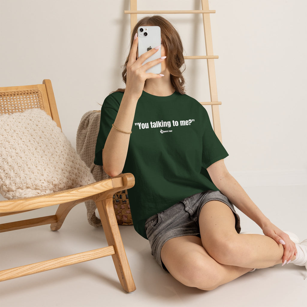 "You Talking to Me?" White Print. Retro Streetwear Statement Tee | Unisex Bold Graphic Shirt, Witty Conversational Apparel