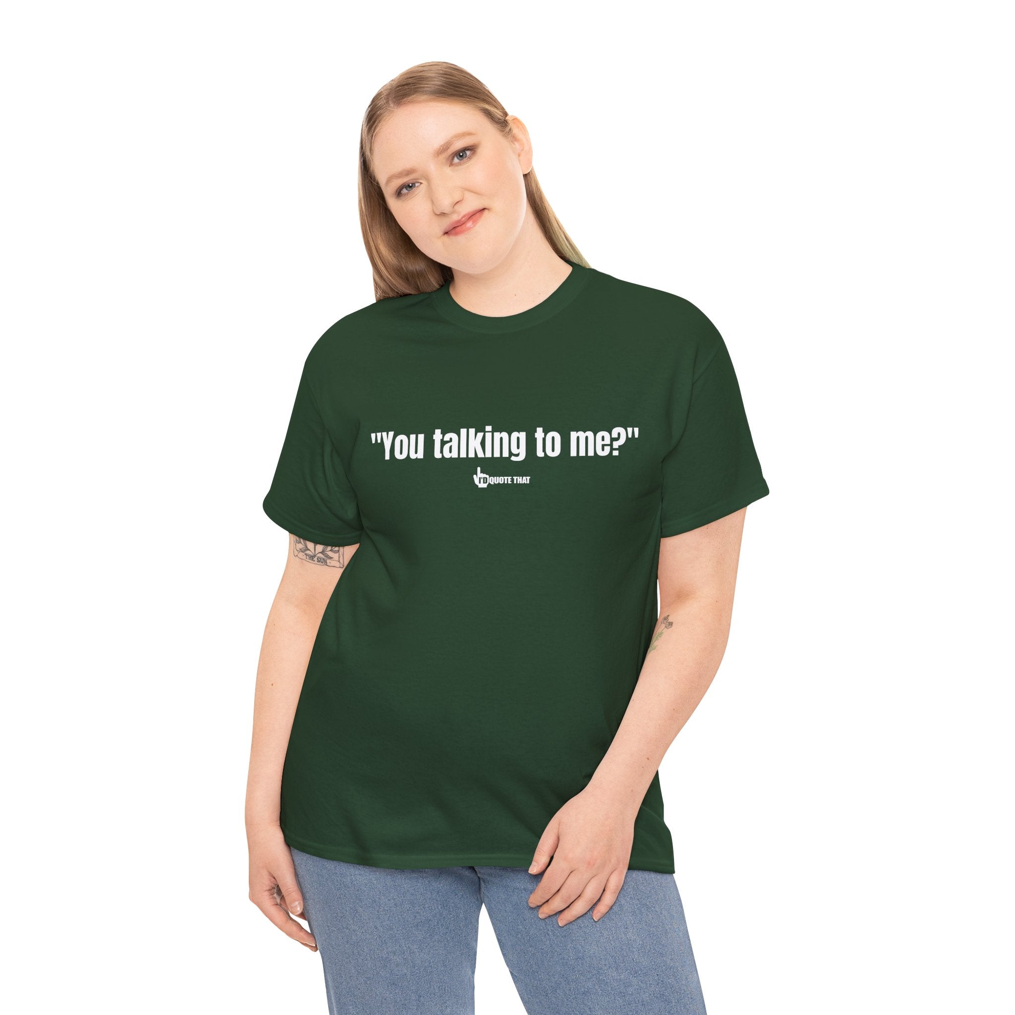 "You Talking to Me?" White Print. Retro Streetwear Statement Tee | Unisex Bold Graphic Shirt, Witty Conversational Apparel