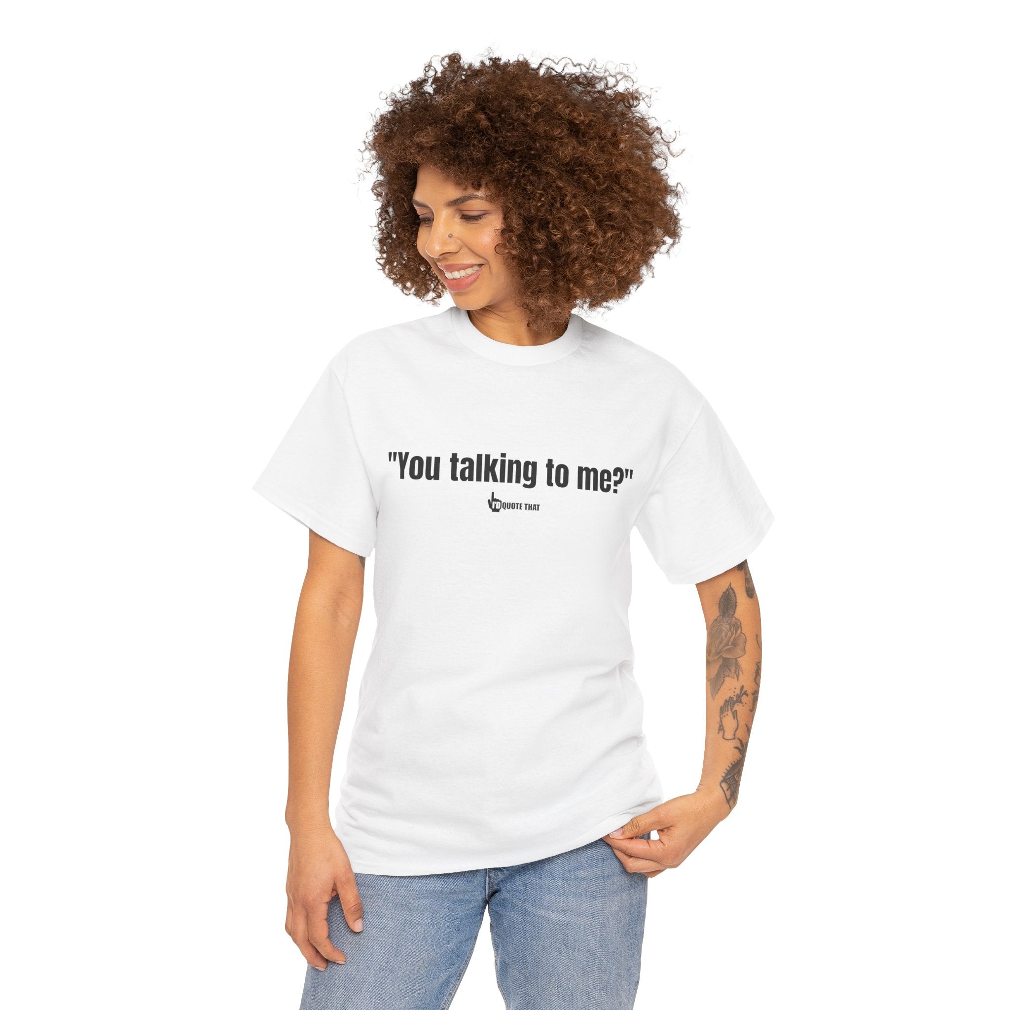 "You Talking to Me?" Black Print. Retro Streetwear Statement Tee | Unisex Bold Graphic Shirt, Witty Conversational Apparel