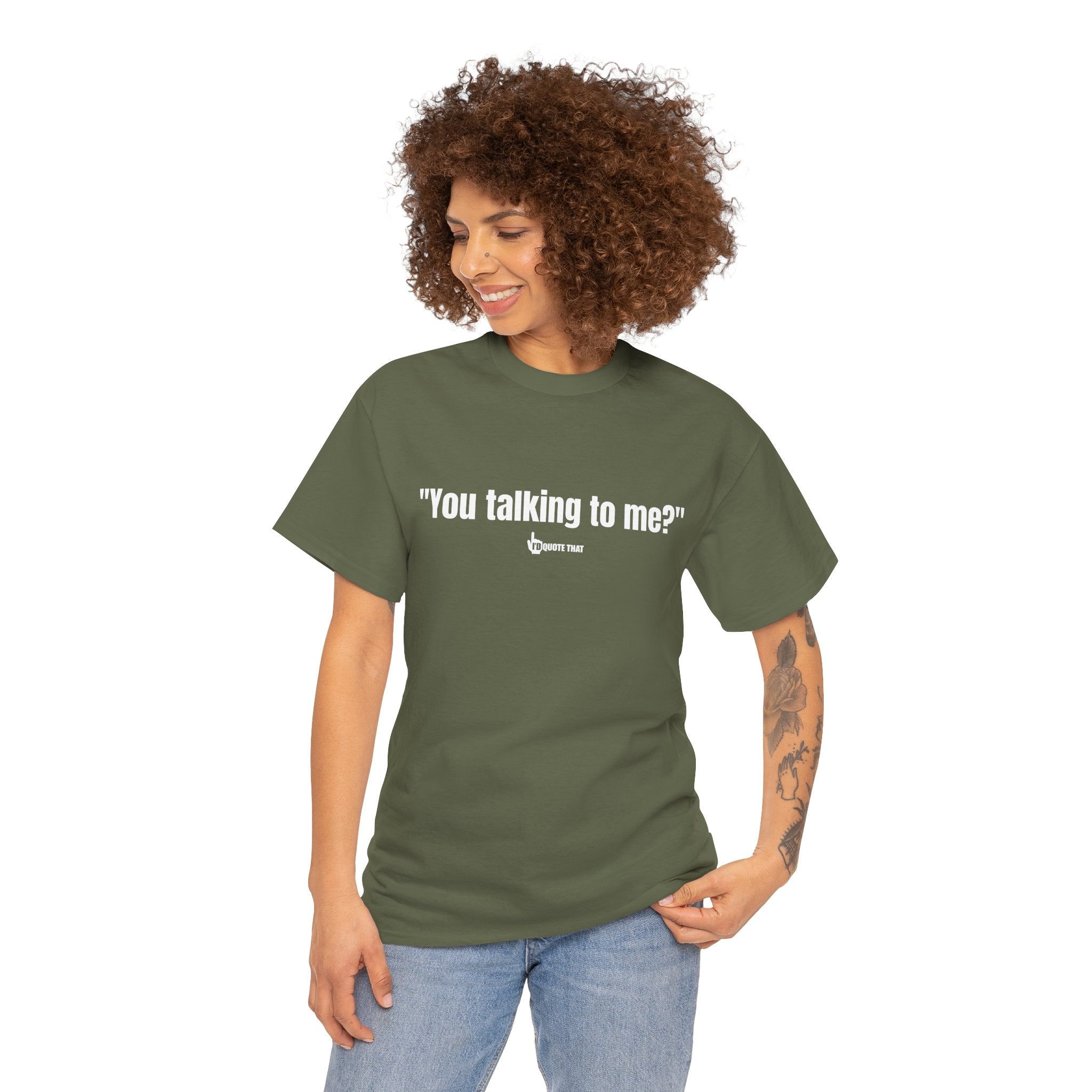 "You Talking to Me?" White Print. Retro Streetwear Statement Tee | Unisex Bold Graphic Shirt, Witty Conversational Apparel