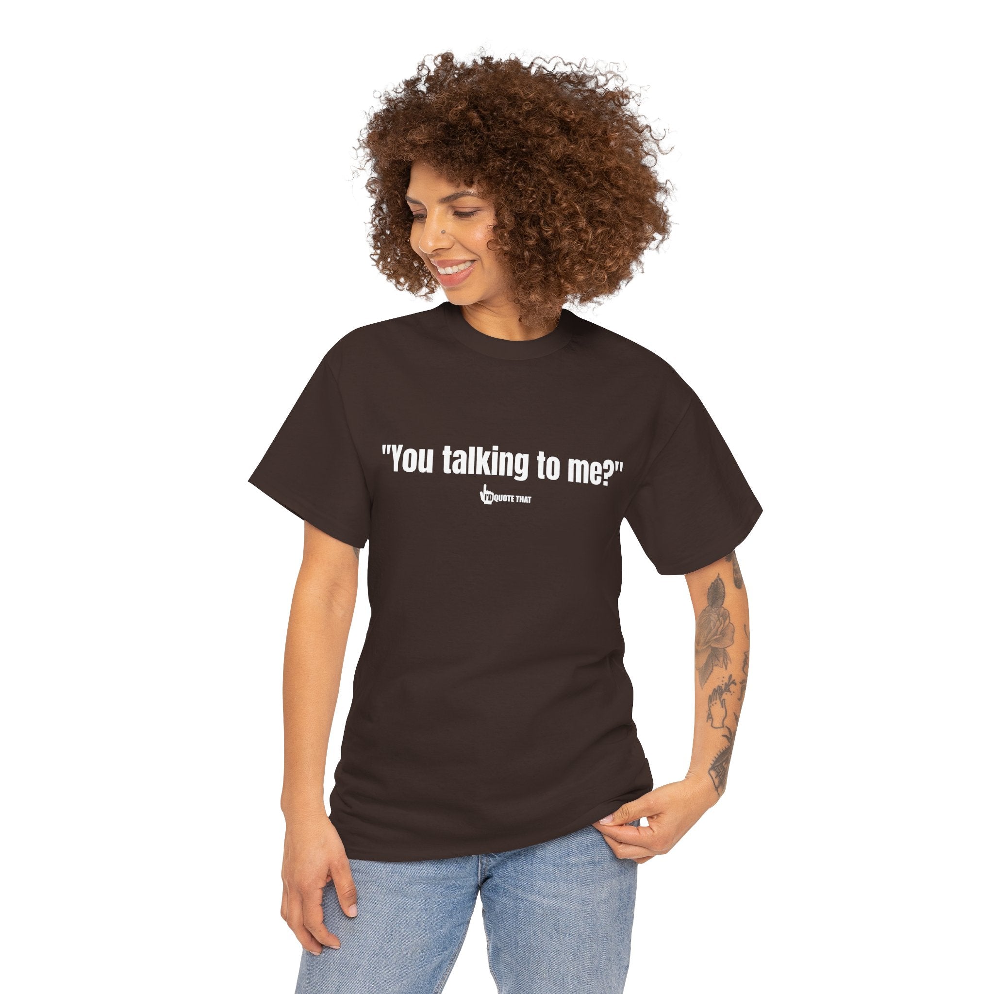 "You Talking to Me?" White Print. Retro Streetwear Statement Tee | Unisex Bold Graphic Shirt, Witty Conversational Apparel