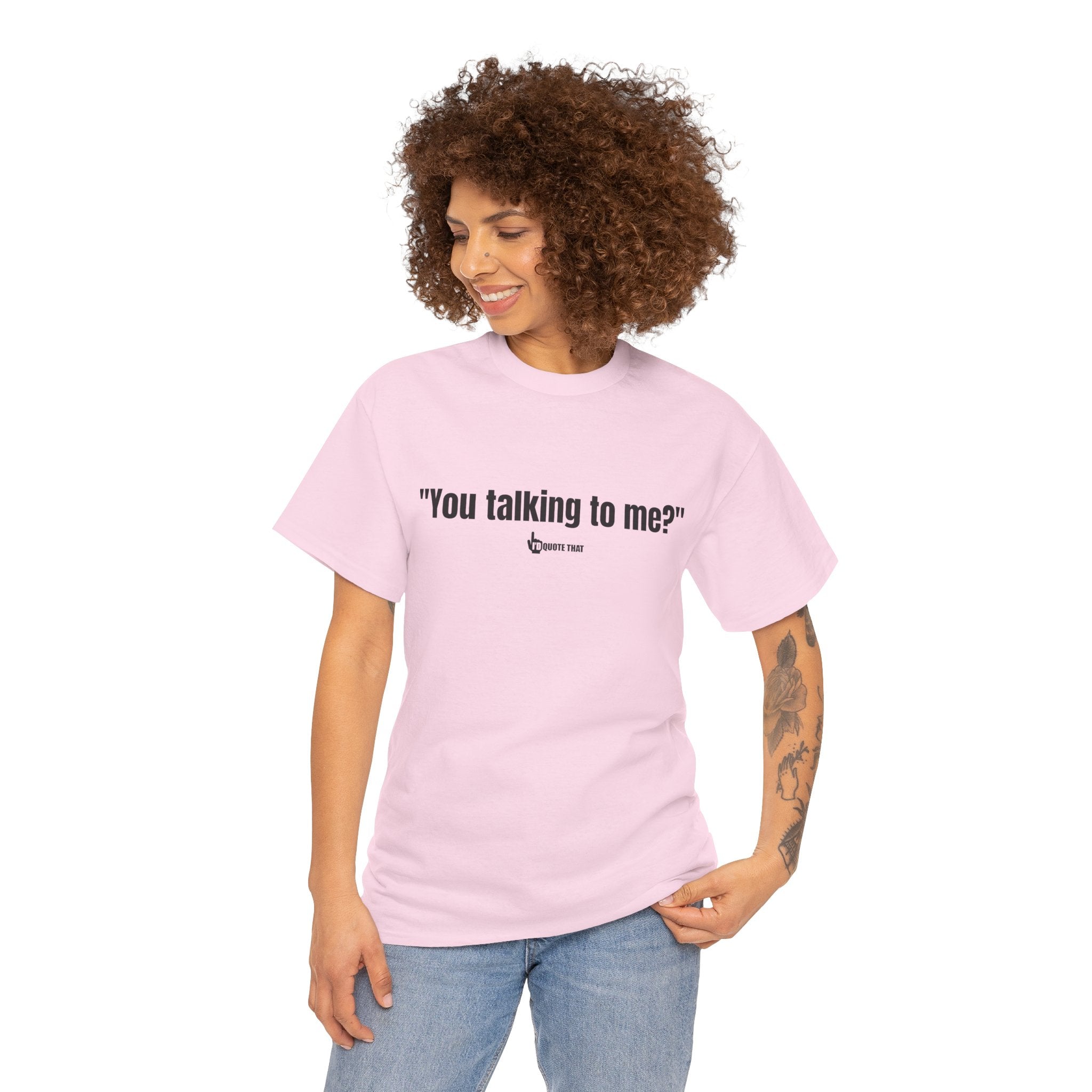 "You Talking to Me?" Black Print. Retro Streetwear Statement Tee | Unisex Bold Graphic Shirt, Witty Conversational Apparel
