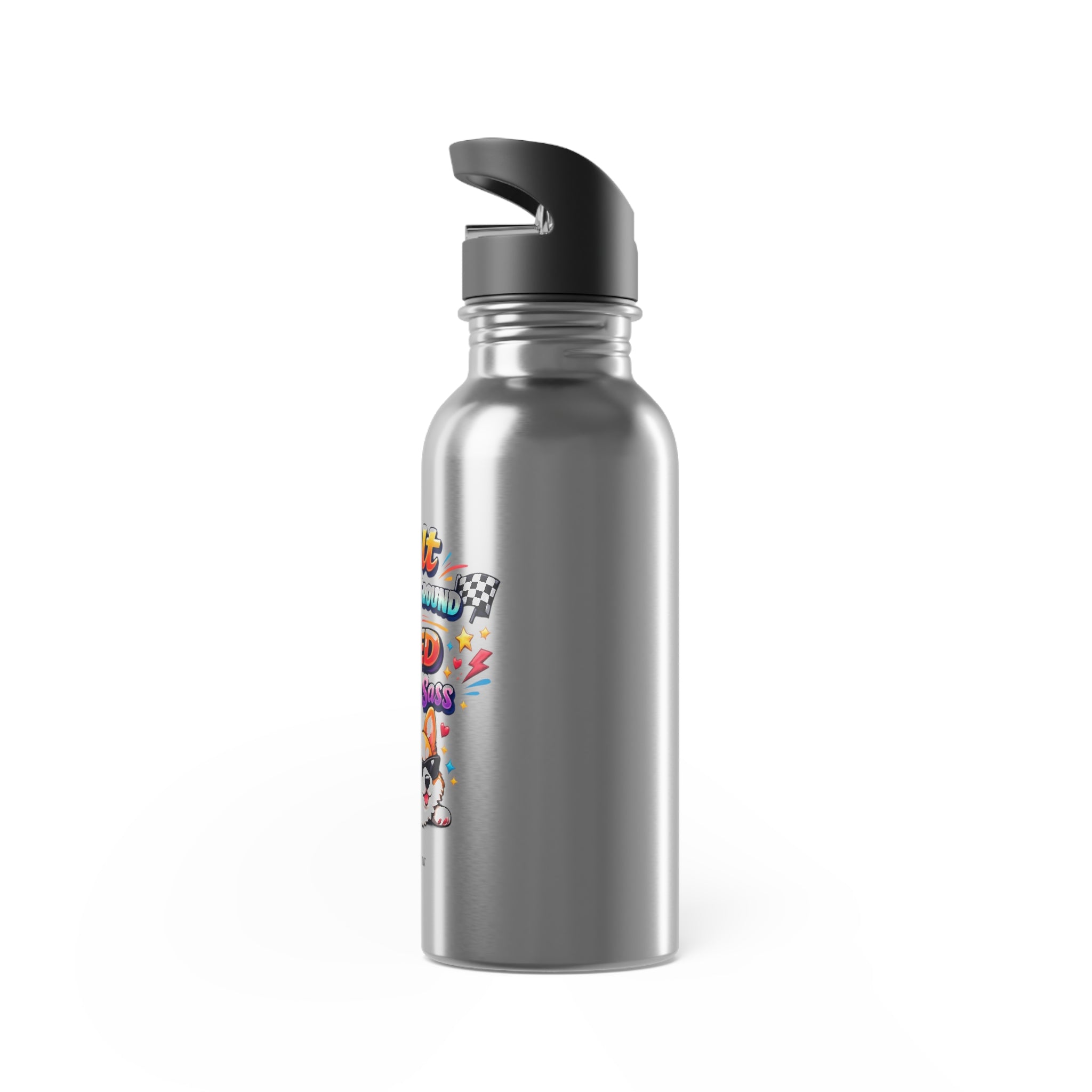 "Built Low to the Ground for Speed and Maximum Sass" The Ultimate  Corgi 20oz Stainless Steel Water Bottle with Straw