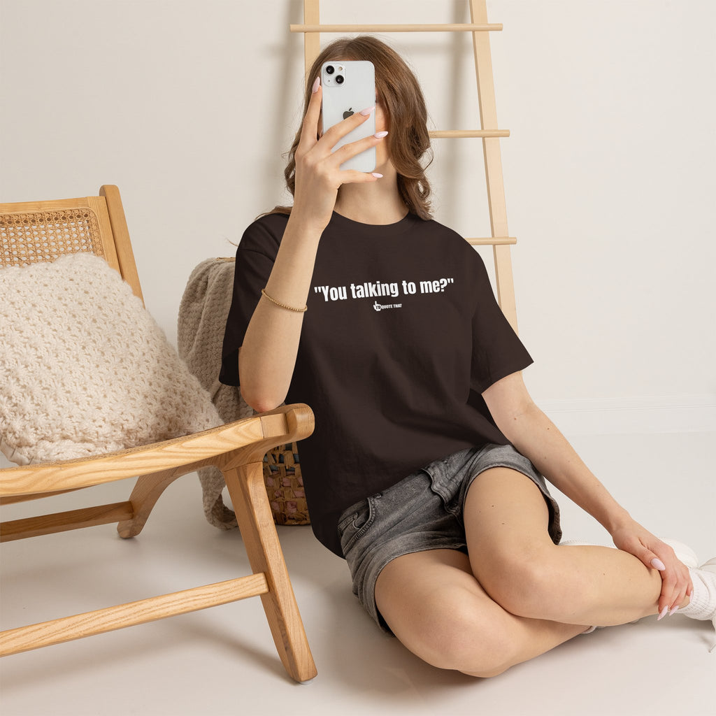 "You Talking to Me?" White Print. Retro Streetwear Statement Tee | Unisex Bold Graphic Shirt, Witty Conversational Apparel