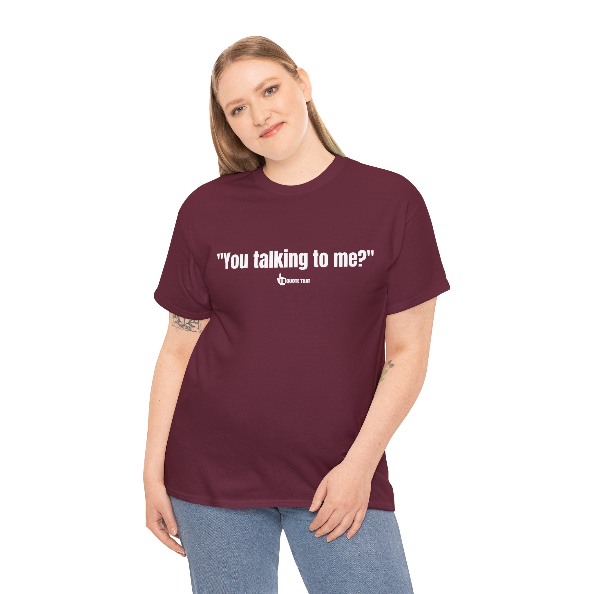 "You Talking to Me?" White Print. Retro Streetwear Statement Tee | Unisex Bold Graphic Shirt, Witty Conversational Apparel