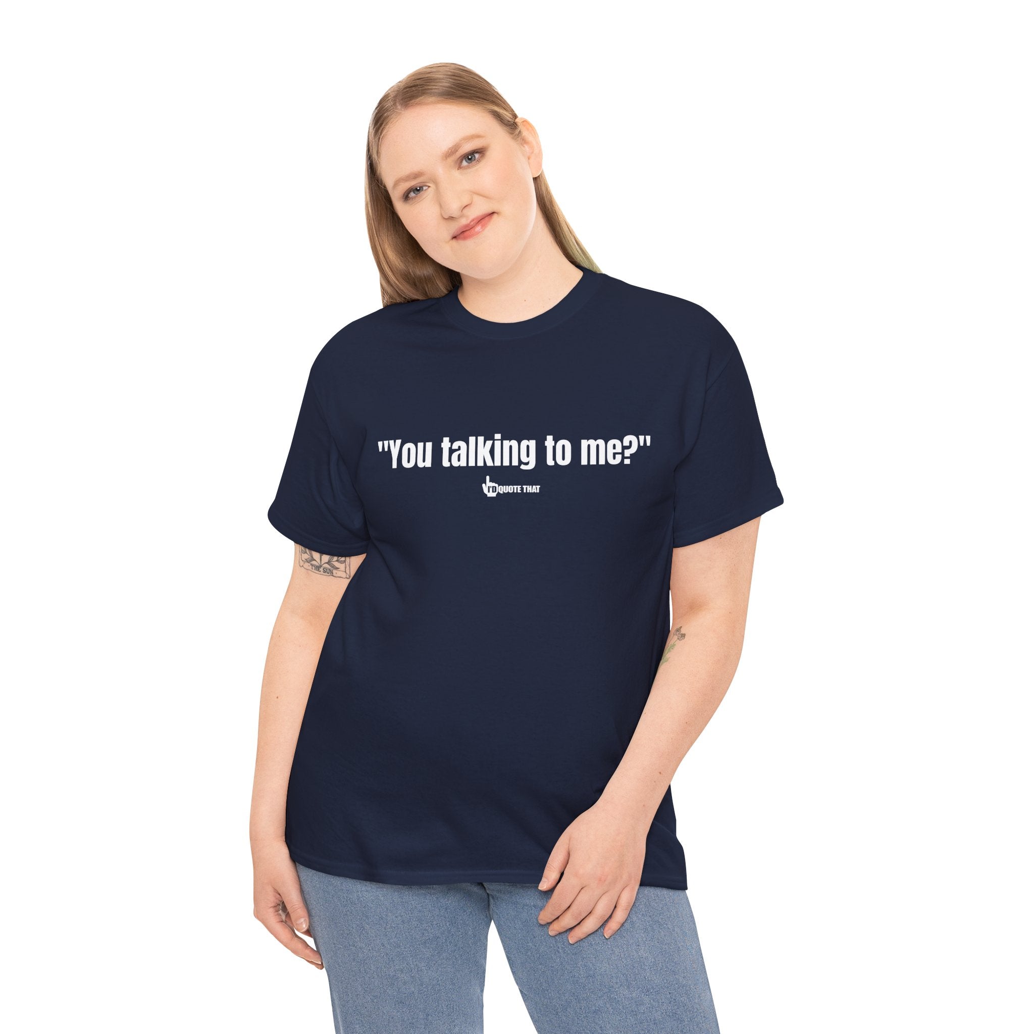 "You Talking to Me?" White Print. Retro Streetwear Statement Tee | Unisex Bold Graphic Shirt, Witty Conversational Apparel