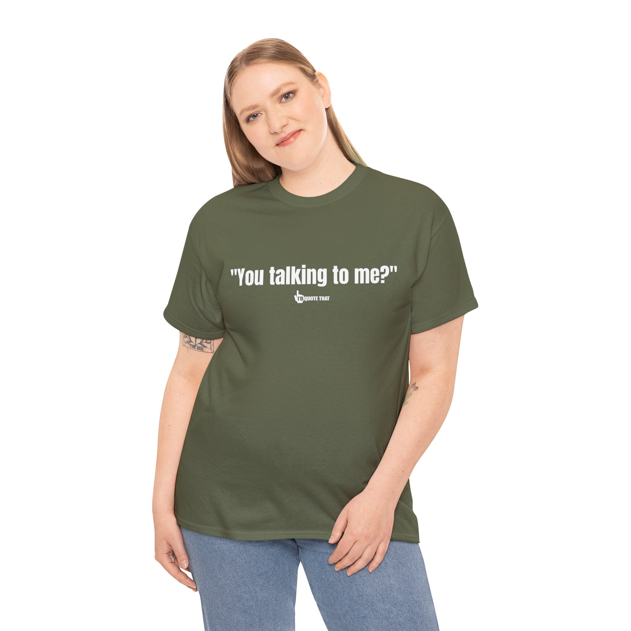 "You Talking to Me?" White Print. Retro Streetwear Statement Tee | Unisex Bold Graphic Shirt, Witty Conversational Apparel